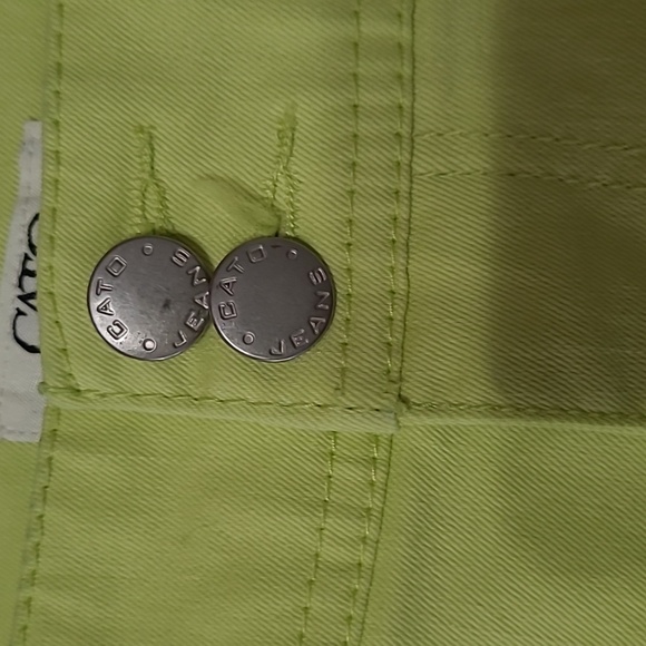 Cato Neon Greenish Yellow Cropped Jeans size 14 - Picture 4 of 8